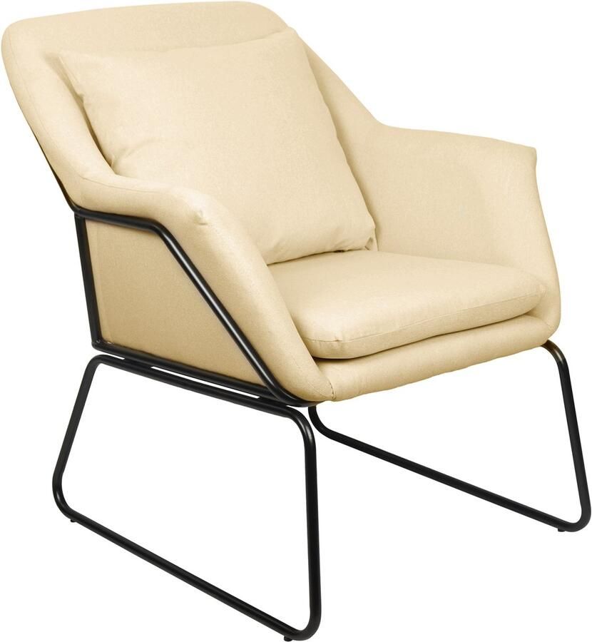 SVITA JOSIE loungestoel gestoffeerd binnen gestoffeerde stoel met armleuningen metalen frame stoffen bekleding eenpersoonsbank modern beige