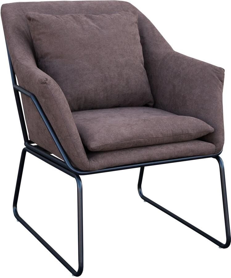 SVITA JOSIE loungestoel gestoffeerd met armleuningen metalen frame fluwelen bekleding bruin