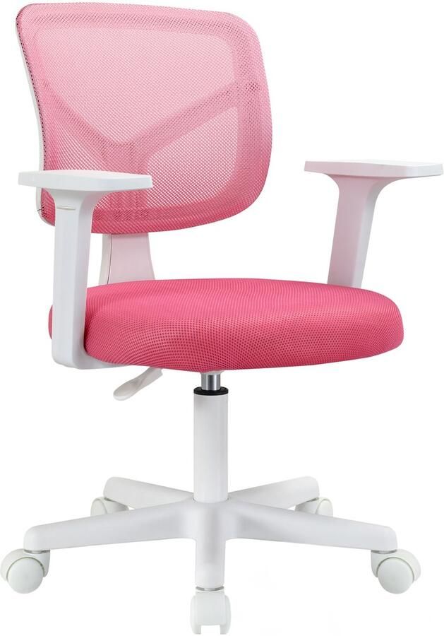 SVITA JOY kinderbureaustoel in hoogte verstelbare draaistoel met wielen bureaustoel voor kinderen pink