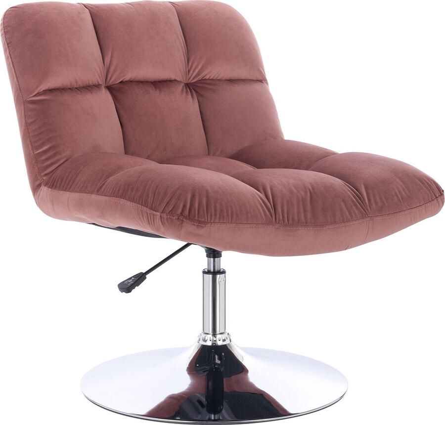SVITA LAUREL loungestoel gestoffeerde stoel draaistoel draaibare voetplaat voet fluweel oudroze
