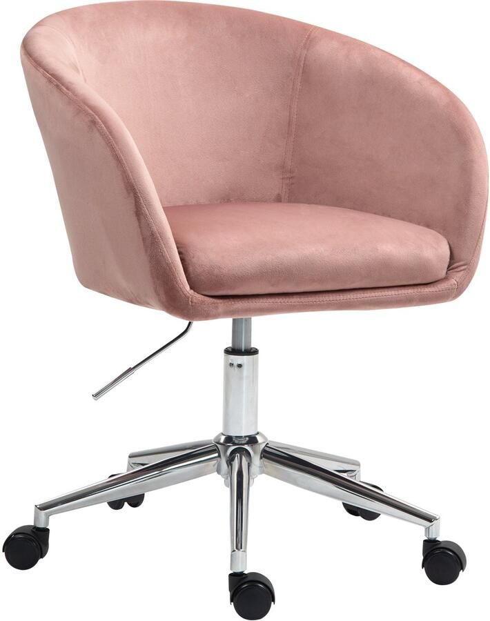 SVITA LOUISA bureaustoel fluwelen hoes bureaustoel in hoogte verstelbaar roze