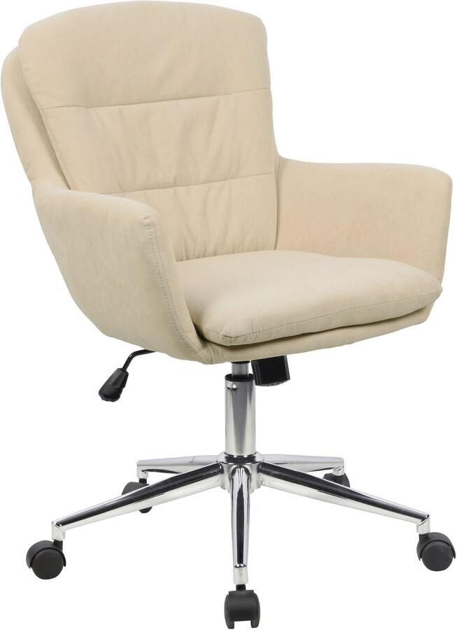 SVITA MARTE bureaustoel draaistoel werkstoel in hoogte verstelbaar stoffen bekleding met wielen schommelmechanisme beige