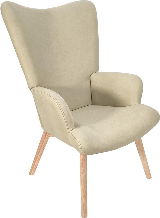 SVITA OLAV fauteuil oorfauteuil loungestoel relaxfauteuil met armleuningen met hoge rugleuning modern comfortabel robuust woonkamer slaapkamer eetkamer beige