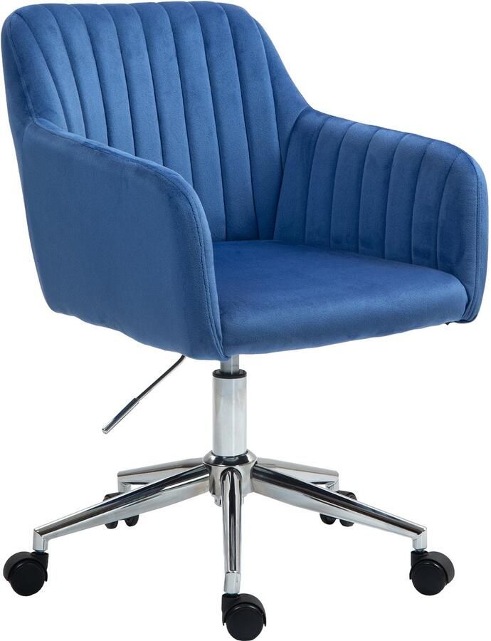 SVITA OLIVER bureaustoel in hoogte verstelbaar bureaustoel fluwelen hoes blauw