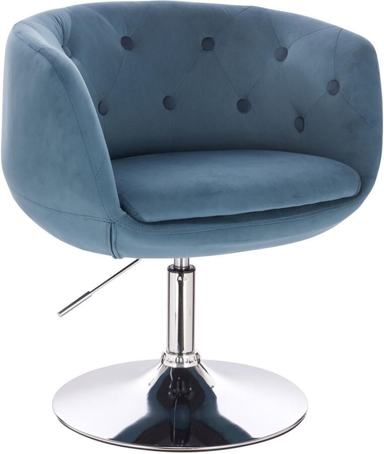 SVITA PANAMA Retro Lounge Chair Gestoffeerde stoel Cocktailstoel Plaatvoet Metaal Fluweel Blauw