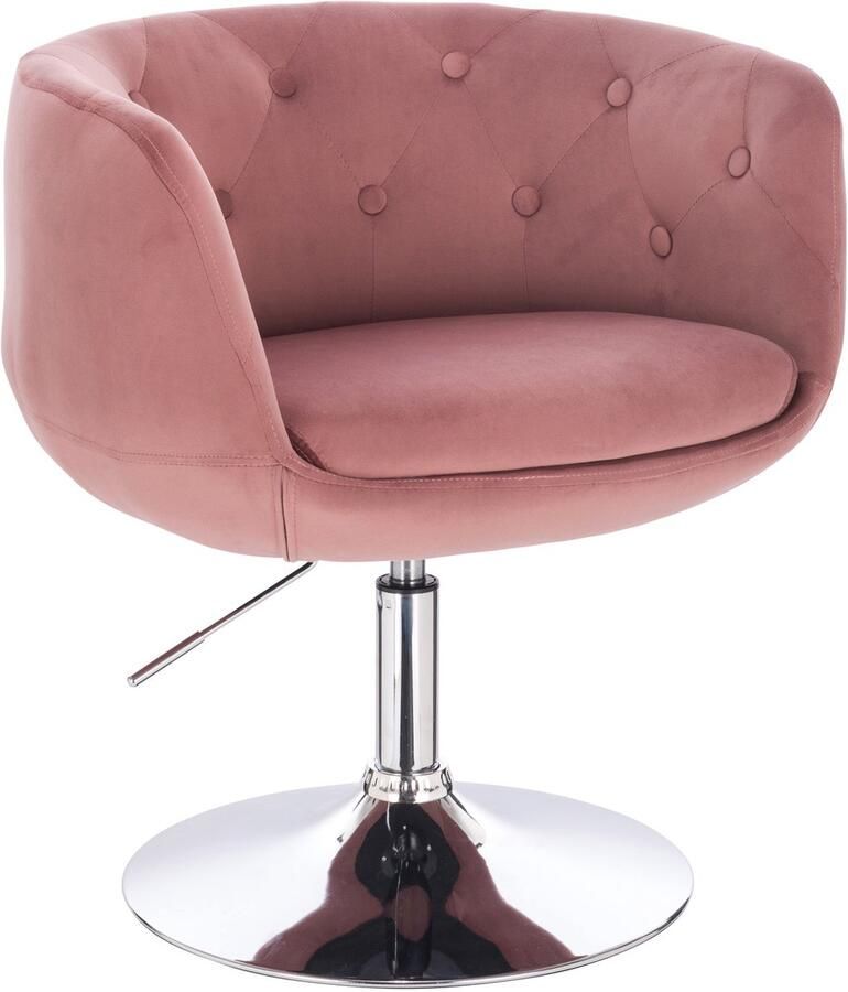 SVITA PANAMA Retro Lounge Chair Gestoffeerde stoel Cocktailstoel Plaatvoet Metaal Fluweel Roze