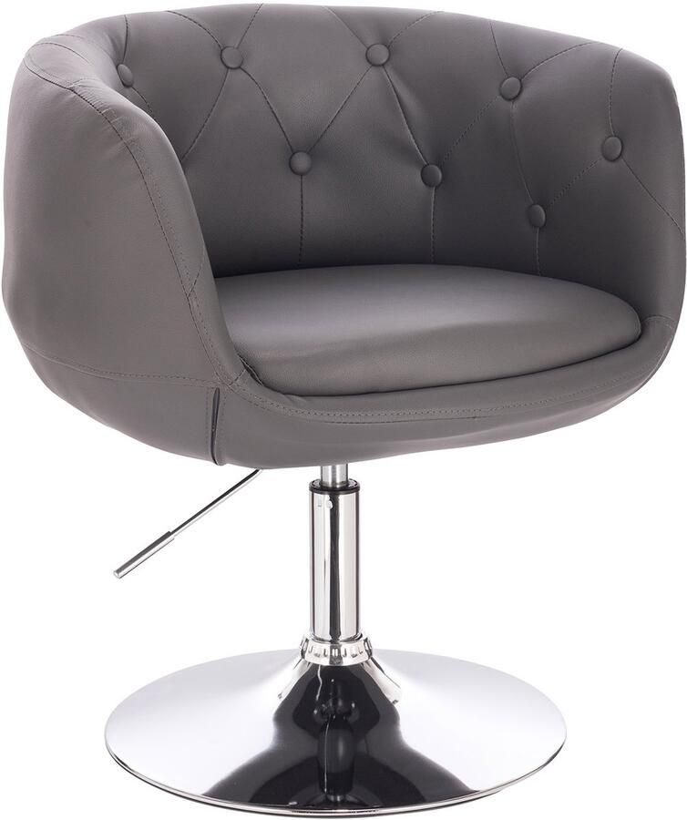 SVITA PANAMA Retro Lounge Chair Gestoffeerde stoel Cocktailstoel Plaatvoet Metaal Kunstleer Grijs