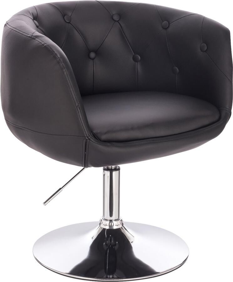 SVITA PANAMA Retro Lounge Chair Gestoffeerde stoel Cocktailstoel Plaatvoet Metaal Kunstleer Zwart