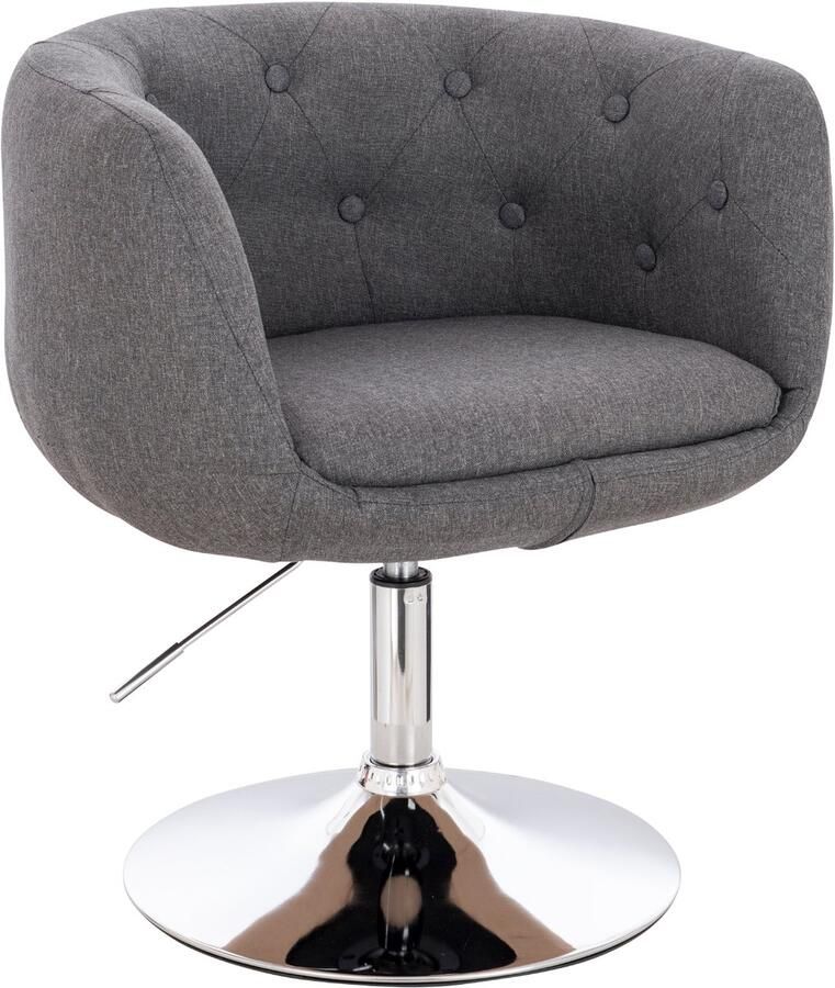 SVITA PANAMA Retro Lounge Chair Gestoffeerde stoel Cocktailstoel Plaatvoet Metalen Stoffen Bekleding Grijs