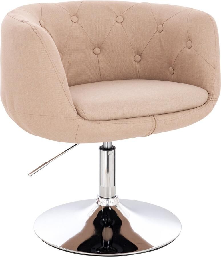SVITA PANAMA Retro Lounge Chair Gestoffeerde stoel Cocktailstoel Plaatvoet Metalen stoffen hoes Beige