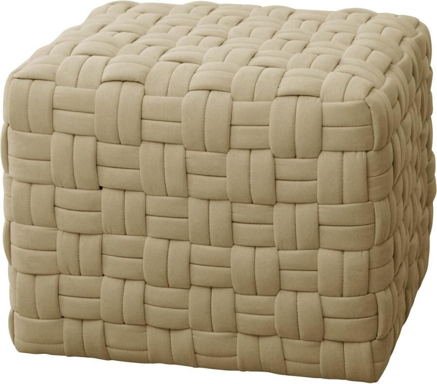 SVITA POPPY kruk zitpoef geweven zitting kruk voetenbank voor fauteuil beige