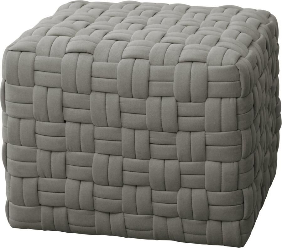 SVITA POPPY kruk zitpoef geweven zitting kruk voetenbank voor fauteuil grijs