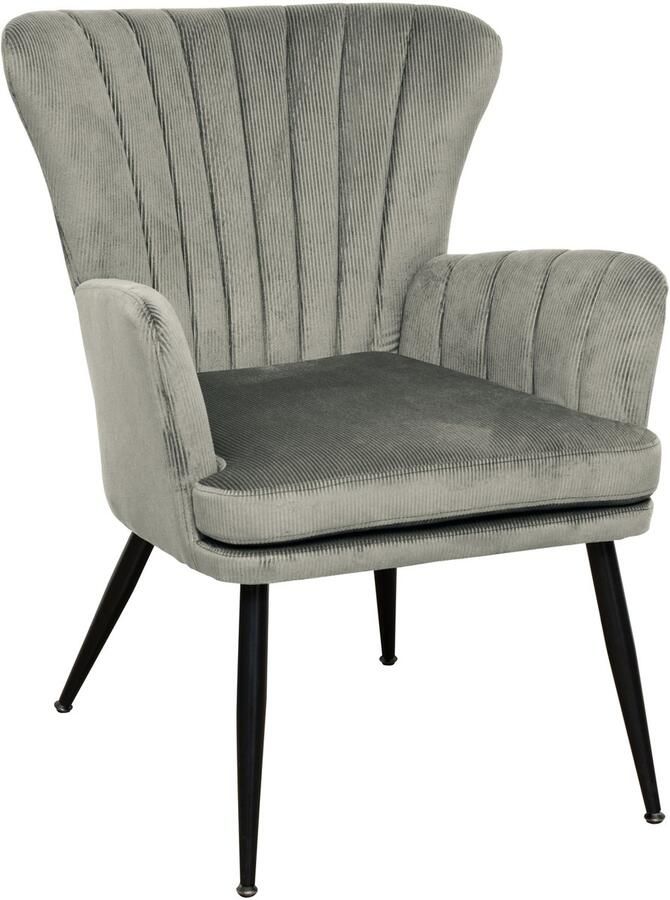 SVITA SANSA fauteuil woonkamer corduroy hoes leesstoel moderne gestoffeerde stoel met armleuningen lounge stoel grijs