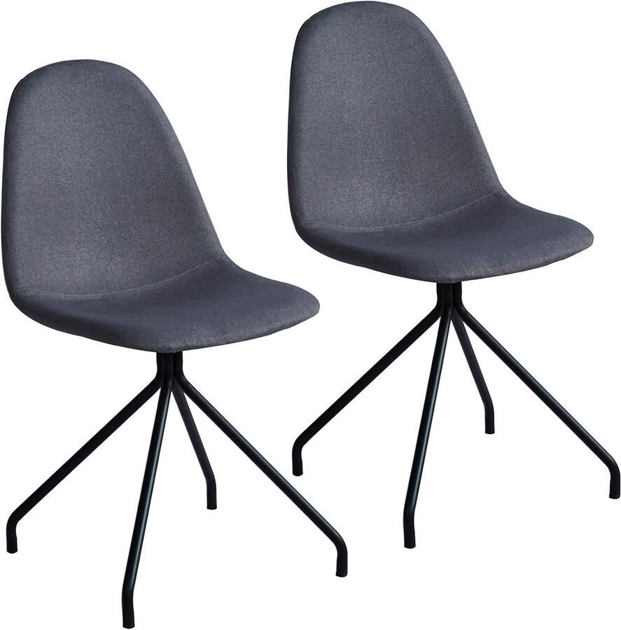 SVITA Set van 2 eetkamerstoelen metalen poten gestoffeerde stoel polyester donkergrijs