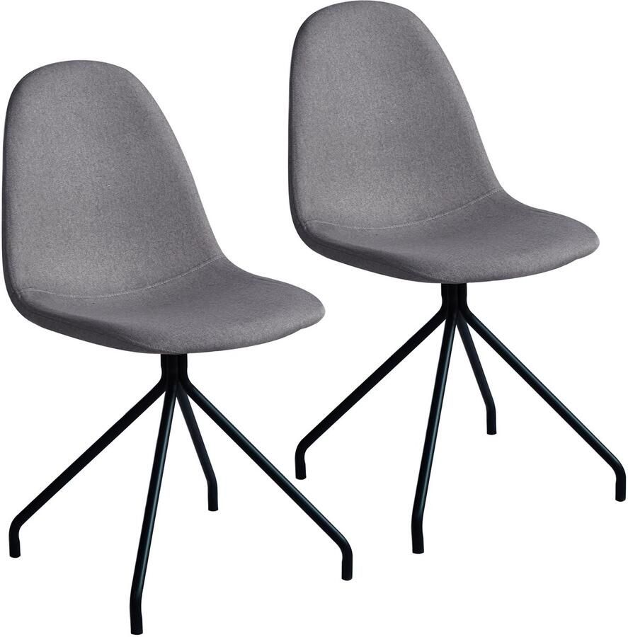 SVITA Set van 2 eetkamerstoelen metalen poten gestoffeerde stoel polyester lichtgrijs