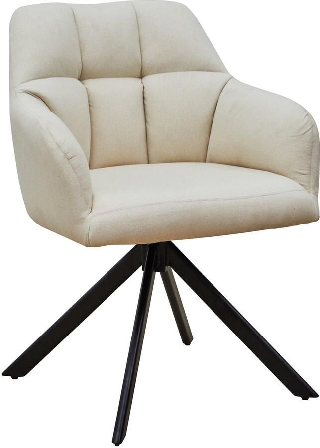SVITA SORA eetkamerstoel draaibaar gestoffeerde stoel met armleuningen beige