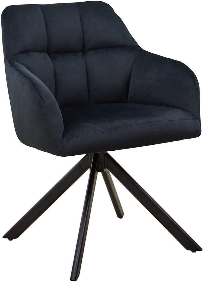 SVITA sora eetkamerstoel draaibaar gestoffeerde stoel met armleuningen zwart