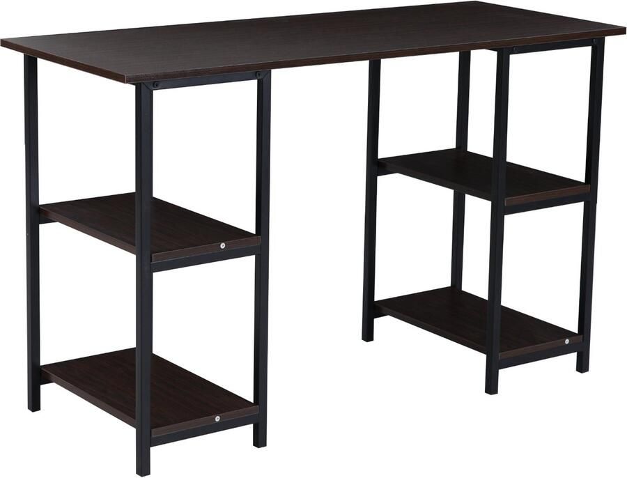 SVITA STUDIO bureau plank walnootlook zwarte metalen poten