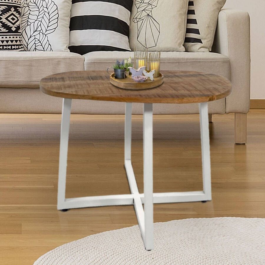 SVJ Home Decorations SVJ Salontafel 60x60x45 cm Mangohout Wit