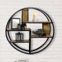 SVJ Home Decorations SVJ Wandrek Rond 20 x 80 x 80 cm Metaal Hout Zwart - Thumbnail 1