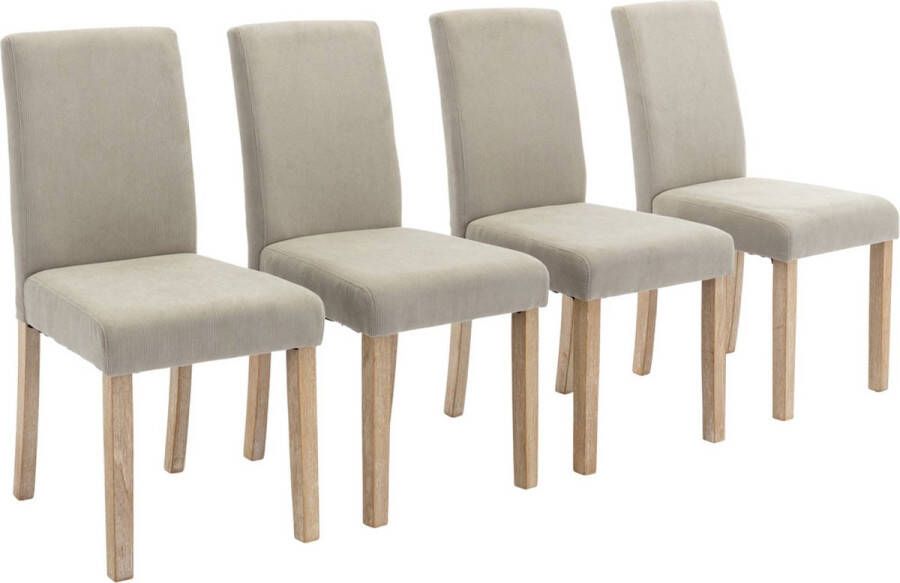 Sweeek Corduroy stoelen met houten poten set van 4