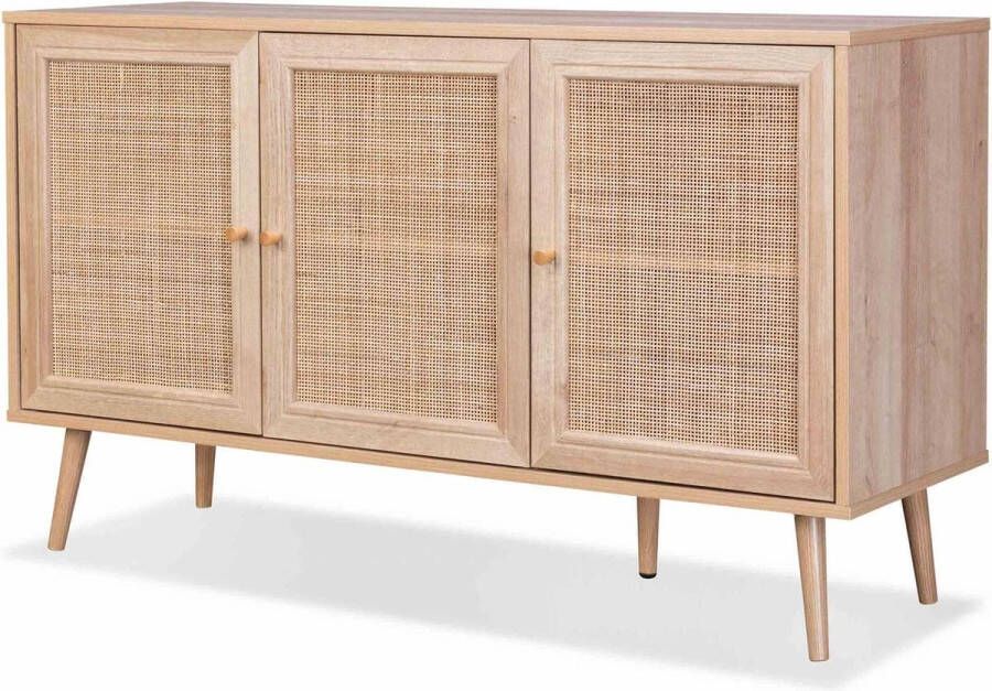 Alice's Garden Dressoir Bohème 120x39x70cm 3 deurtjes Houtlook en rotan Bohème