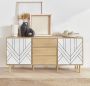 Alice's Garden Dressoir Mika 160x40x74cm Houtlook en witte deurtjes - Thumbnail 2