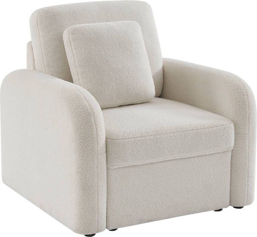 Sweeek Fauteuil in witte boucléstof milano b 90 x d 85 x h 85cm