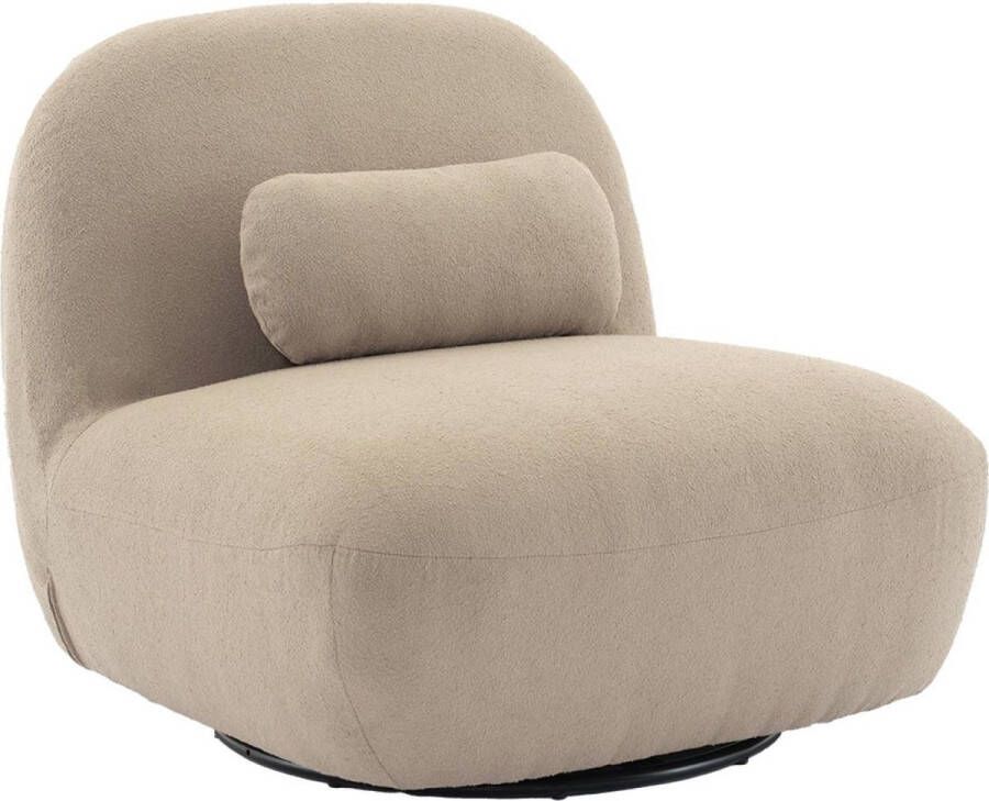 Sweeek Draaiende fauteuil 360° in gestructureerde bouclette en metaal met kussen