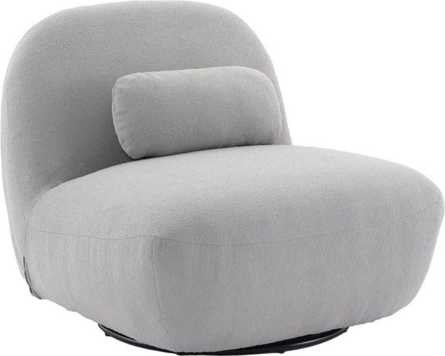 Sweeek Draaiende fauteuil 360° in gestructureerde bouclette en metaal met kussen