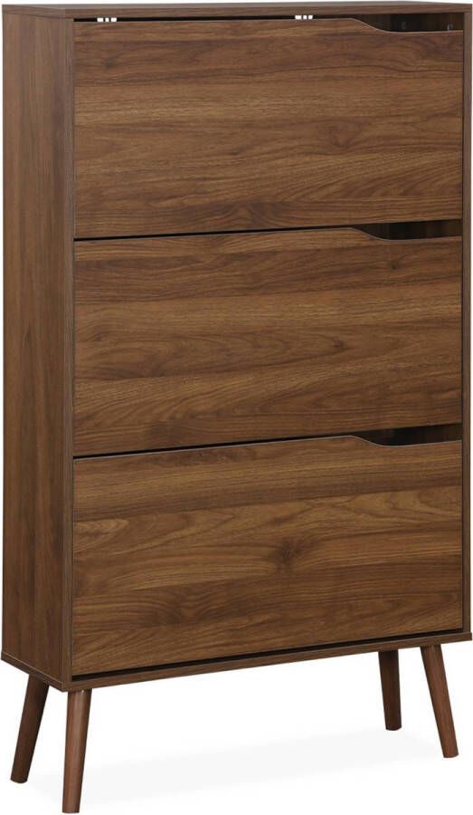 Sweeek Schoenenkast houtdecor 3 kleplades 18 paar schoenen l 75 x b 26 x h 131cm nepal