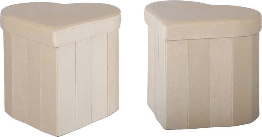 Sweeek Set van 2 opvouwbare hartvormige velours krukjes voor kinderen