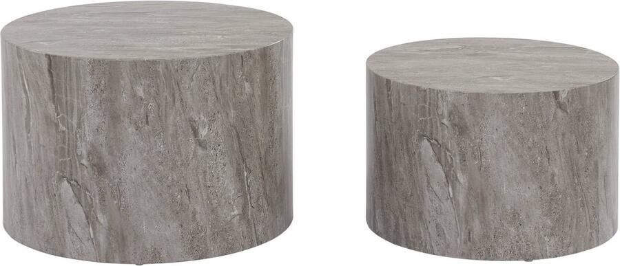 Sweeek 2 in elkaar schuifbare salontafels paros rond marmereffect ø58 x h 40cm ø50 x h 33cm