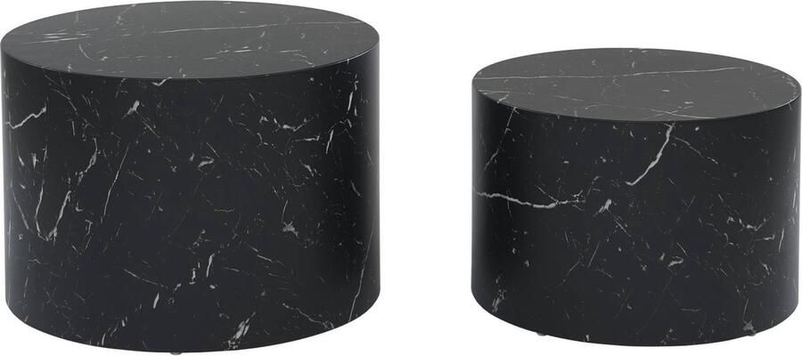 Sweeek 2 in elkaar schuifbare salontafels paros rond marmereffect ø58 x h 40cm ø50 x h 33cm