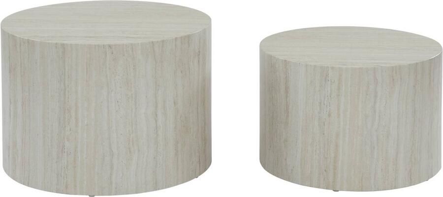 Sweeek 2 in elkaar schuifbare salontafels paros rond marmereffect ø58 x h 40cm ø50 x h 33cm