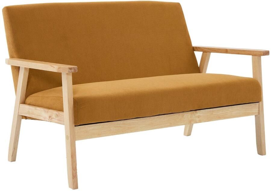 Sweeek 2-zits bank in hout en corduroy stof isak b 114 x d 69 5 x h 73cm