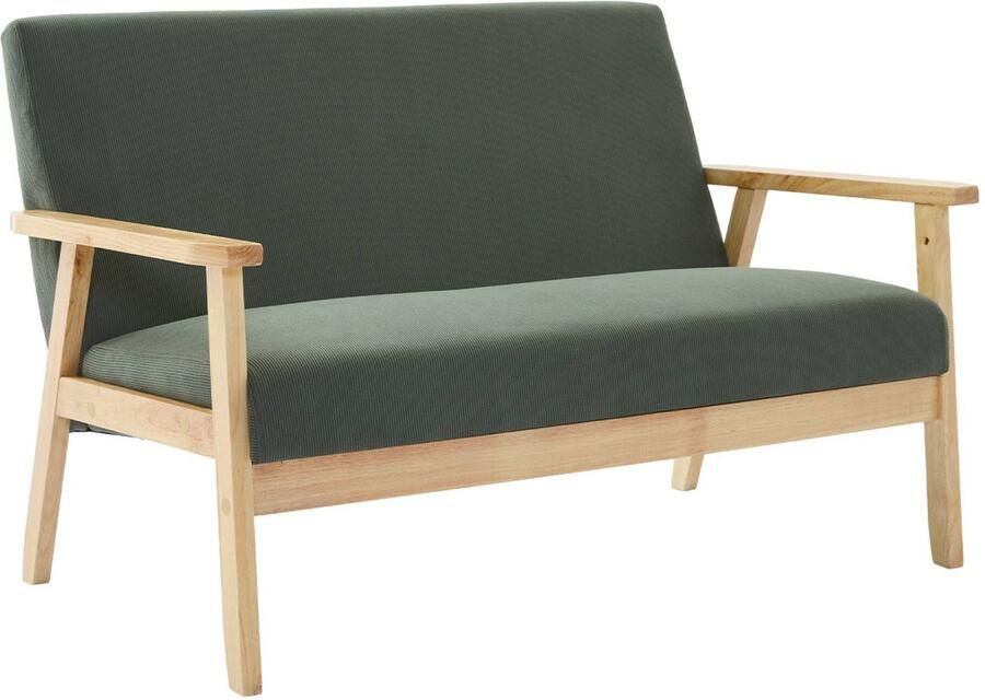 Sweeek 2-zits bank in hout en corduroy stof isak b 114 x d 69 5 x h 73cm