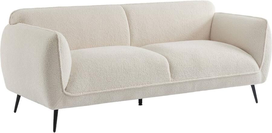 Sweeek 3-zitsbank in crème bouclette stof met metalen poten