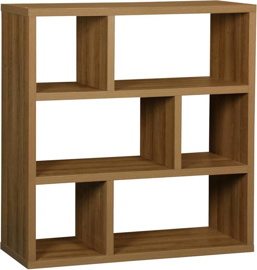 Sweeek Asymmetrische 3-etage boekenkast met 6 vakken b 111 2 x d 39 x h 115 2cm