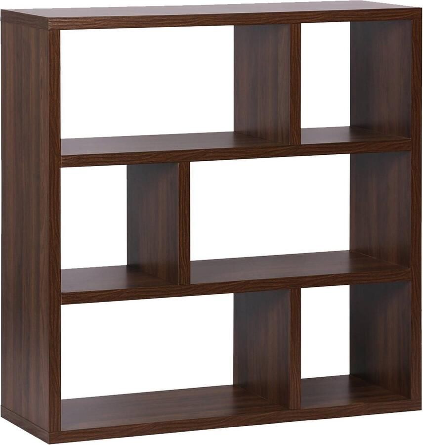 Sweeek Asymmetrische 3-etage boekenkast met 6 vakken b 111 2 x d 39 x h 115 2cm