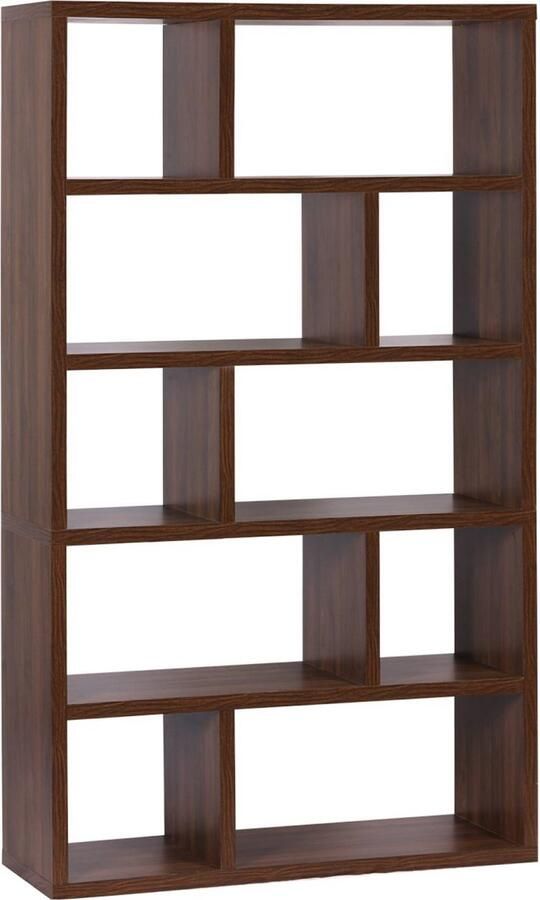 Sweeek Asymmetrische boekenkast van 5 niveaus met 10 vakken b 111 2 x d 39 x h 190cm