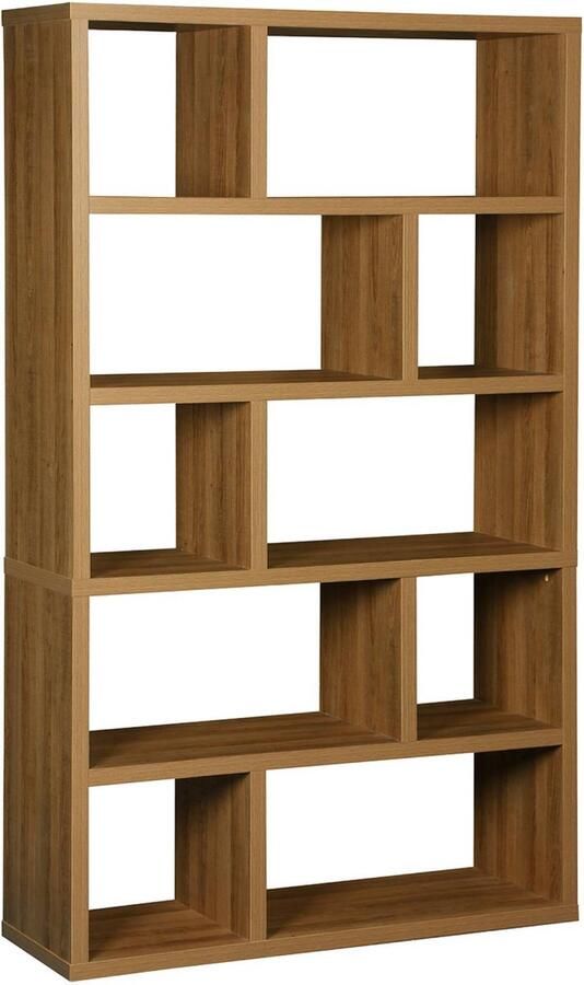 Sweeek Asymmetrische boekenkast van 5 niveaus met 10 vakken b 111 2 x d 39 x h 190cm