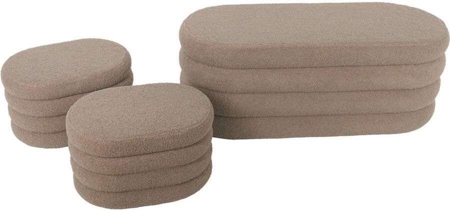 Sweeek Bankkist met 2 opbergpoefjes in boucléstof l111cm