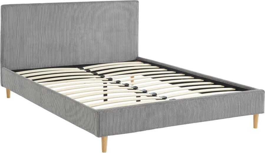 Sweeek Bed met lattenbodem en hoofdeinde b 202 x d 148 x h 88cm corduroy afwerking