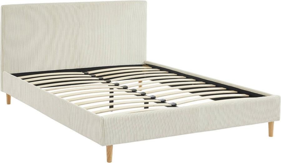 Sweeek Bed met lattenbodem en hoofdeinde b 202 x d 148 x h 88cm corduroy afwerking