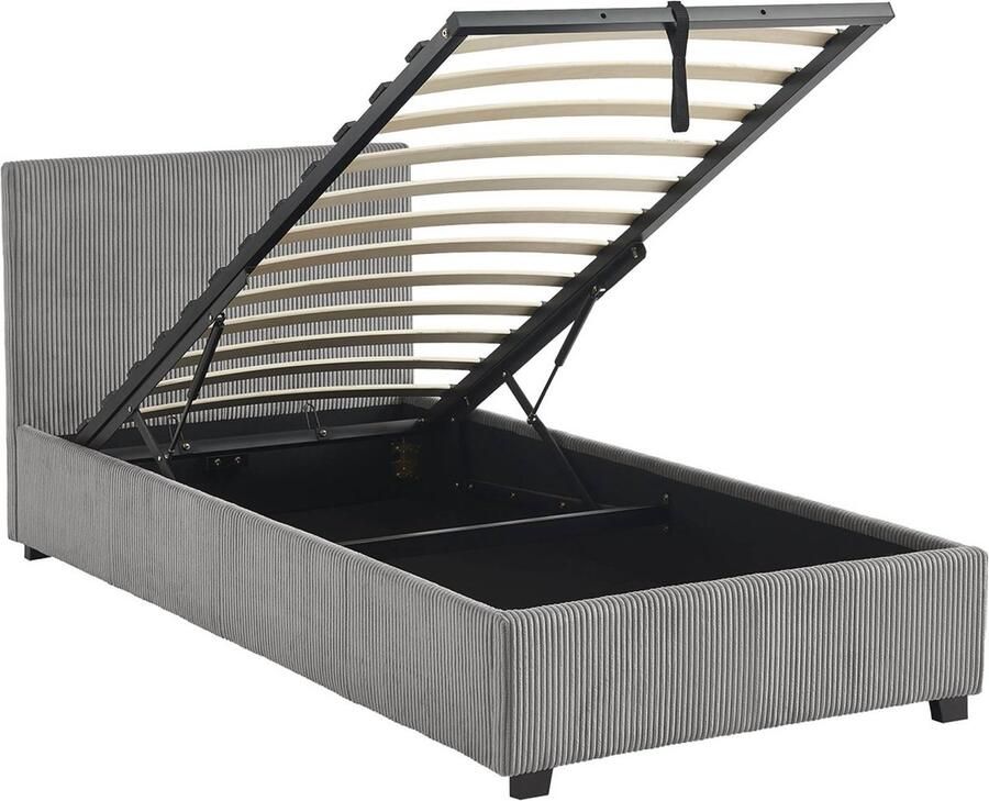 Sweeek Bed met lattenbodem en hoofdeinde b 202 x d 97 5 x h 86cm afwerking corduroy