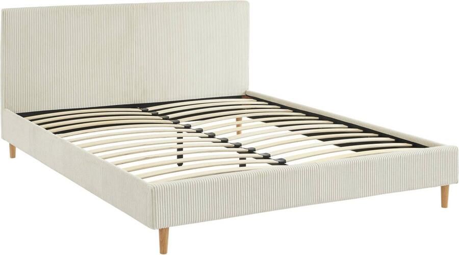 Sweeek Bed met lattenbodem en hoofdeinde b 211 x d 167 5 x h 89cm corduroy afwerking