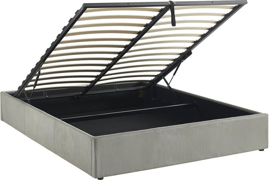 Sweeek Bed met lattenbodem en hoofdeinde b213 x d166 5 x h32cm afwerking corduroy