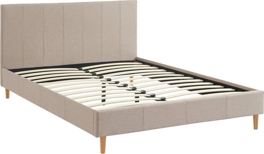 Sweeek Bed met lattenbodem en hoofdeinde stoffen afwerking b 202 x d 148 x h 88cm