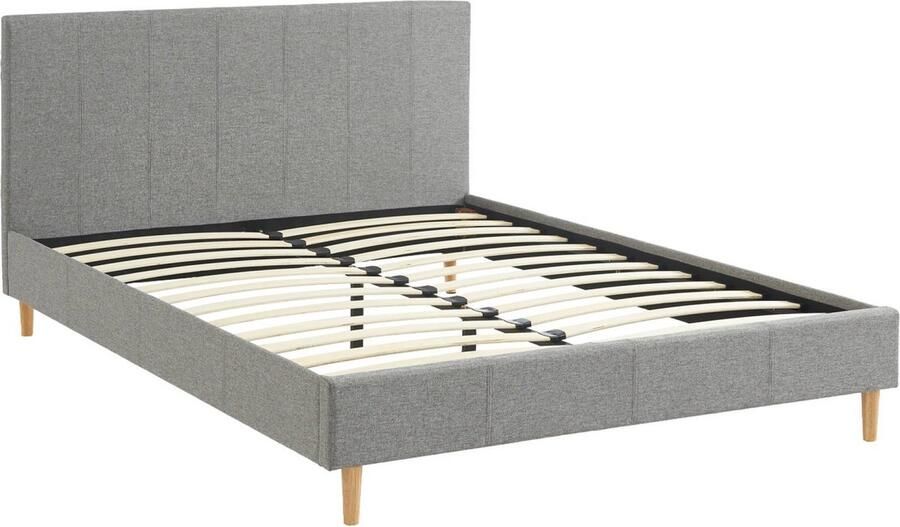 Sweeek Bed met lattenbodem en hoofdeinde stoffen afwerking b 202 x d 148 x h 88cm